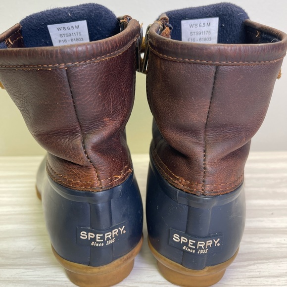 Sperry Top Sider Saltwater Waterproof Duck Boots Brown Navy Blue Women's SZ W6.5 - Picture 3 of 5